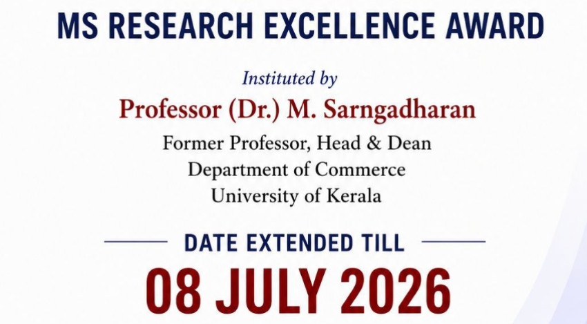 Call for Nominations: MS Research Excellence Award 2026 – Last Date Extended to 08 July 2026